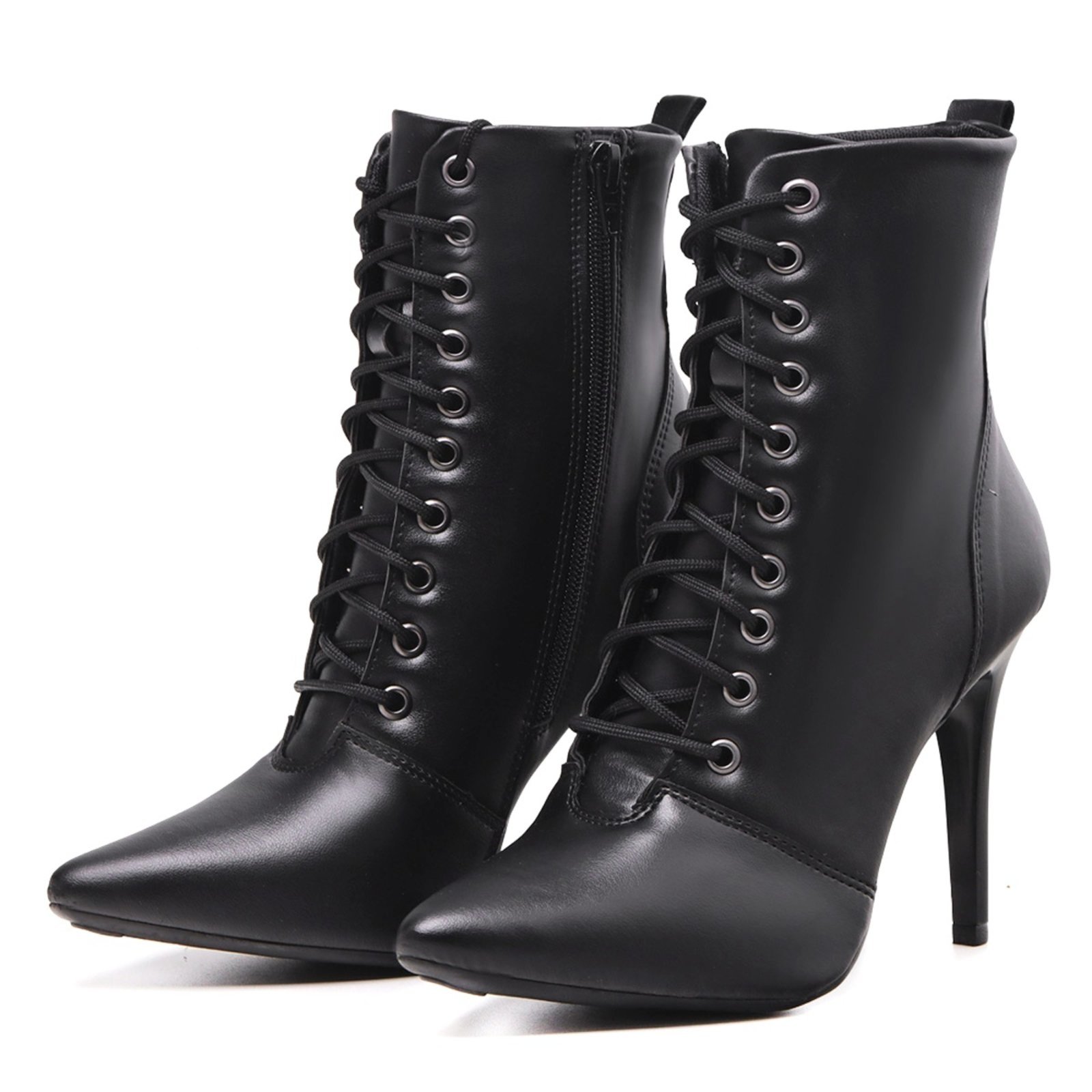 Ankle boot salto store grosso com cadarço