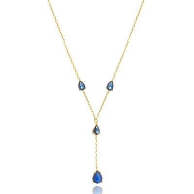 Colar Dubai Safira Di Capri Semi Jóias X Ouro Dourado Menor preço em Colar Dubai Safira Di Capri Semi Jóias X Ouro Dourado