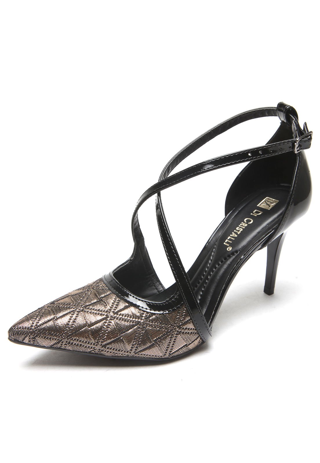 scarpin di cristalli preto