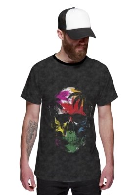Camiseta Di Nuevo Coqueiros e Caveira Skull Tropical Cinza Menor preço em Camiseta Di Nuevo Coqueiros e Caveira Skull Tropical Cinza