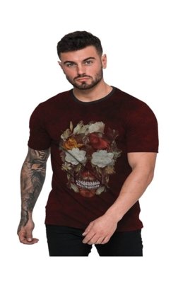 Camiseta Di Nuevo Floral Vermelha Caveira Colorida com Flores Preta Menor preço em Camiseta Di Nuevo Floral Vermelha Caveira Colorida com Flores Preta