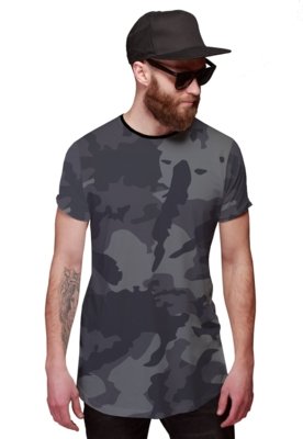 Menor preço em Camiseta Di Nuevo Longline Camuflada Grafite Exército o Preta