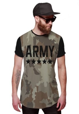 Camiseta Di Nuevo Longline Camuflada Neutra Army Swag Exército Preta Menor preço em Camiseta Di Nuevo Longline Camuflada Neutra Army Swag Exército Preta