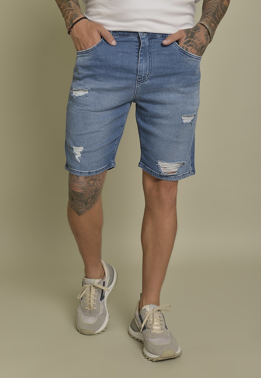 Bermuda Jeans Masculino Slim Destroyed Dialogo Jeans - Compre Agora