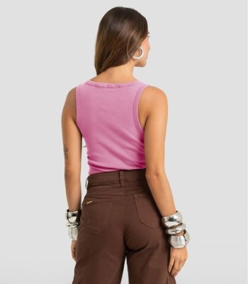 Regata Feminina Ribana Com Rebite Dianna Rosa