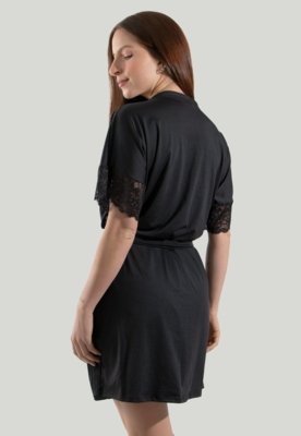 Robe Diluxo Romantic Com Renda Preto