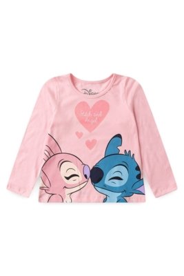Blusa Disney Stitch e Angel Rosa