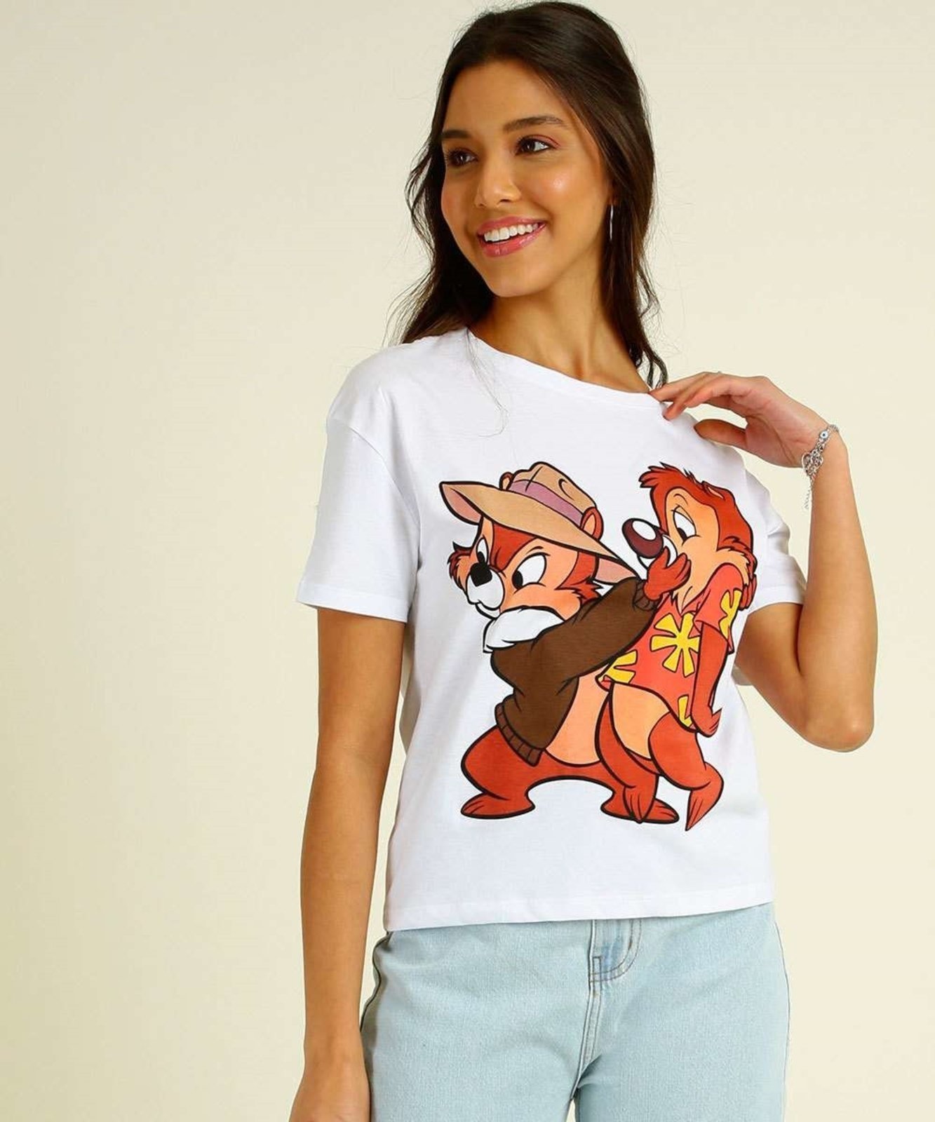 Blusa Feminina Estampa Tico e Teco Manga Curta Disney