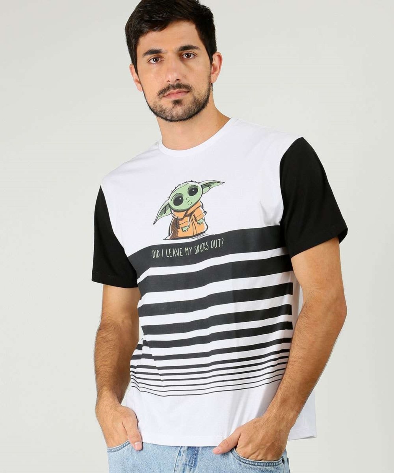 Camiseta Masculina Manga Curta Yoda Star Wars Branco