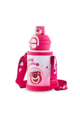Garrafa Lotso Rosa Plástico Segura Resistente Infantil Passeio Disney