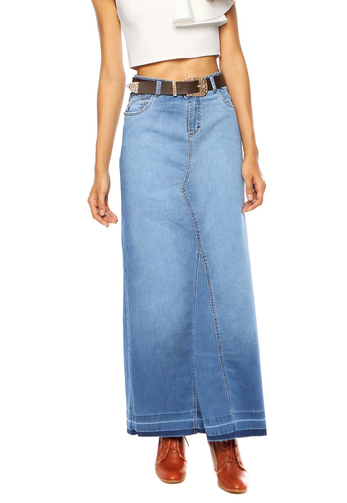 saia jeans longa comprar