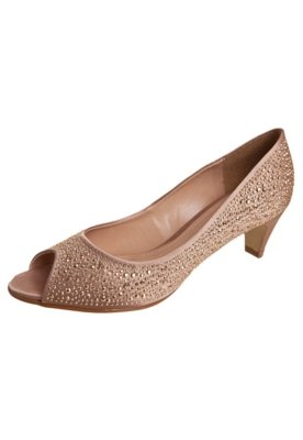 peep toe nude salto baixo