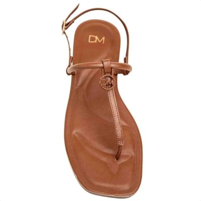 Sandália Rasteira Dm Minimal Chic Marrom