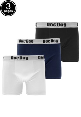 Kit 3pçs Cueca Doc Dog Boxer Logo Branco/Preto/Azul-marinho é boa?