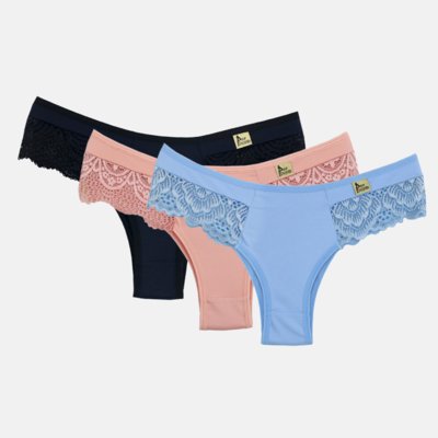Kit com 5 calcinhas de microfibra com renda Doce Encanto Ref248c