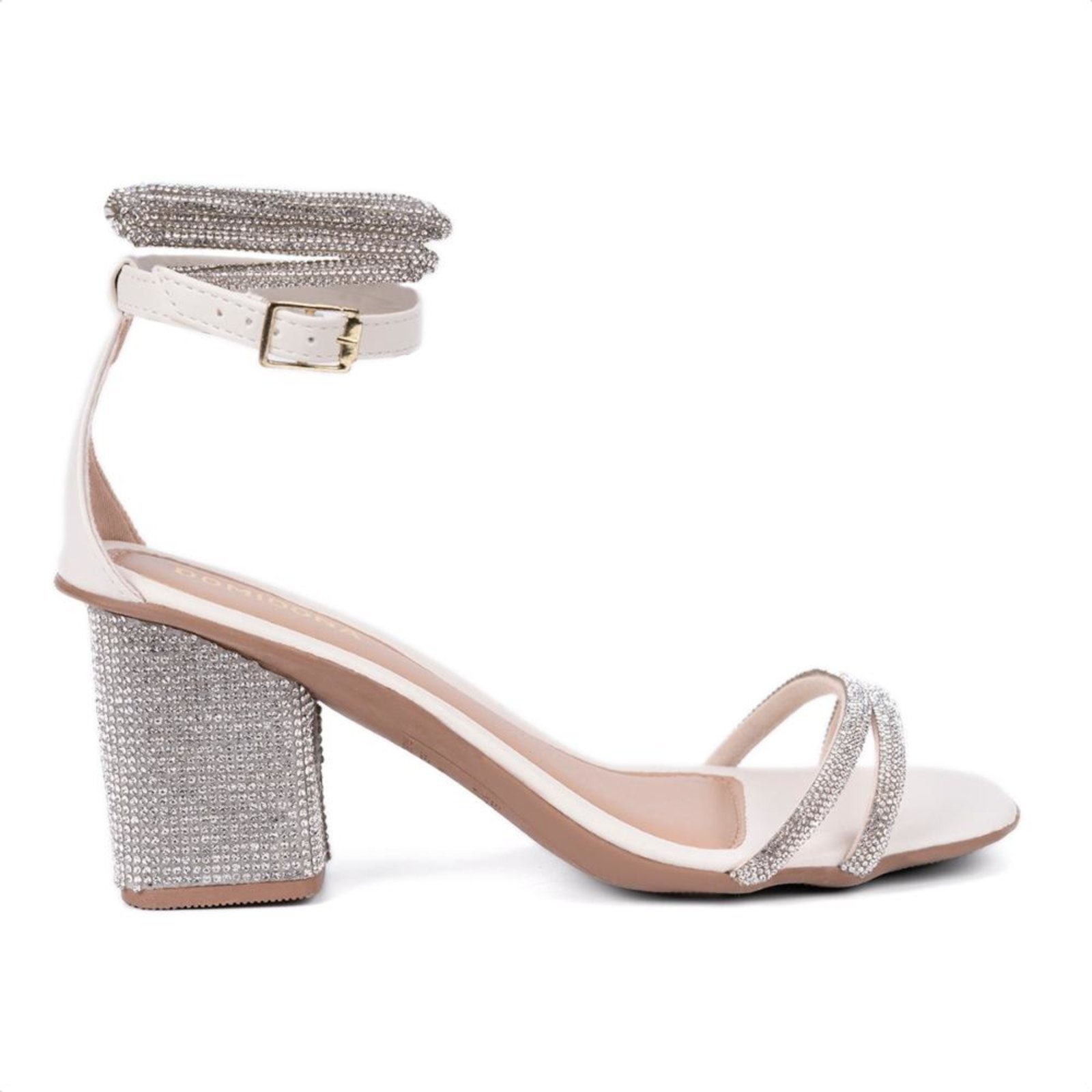 Sandália Dafiti Shoes Amarração Strass Nude - Compre Agora