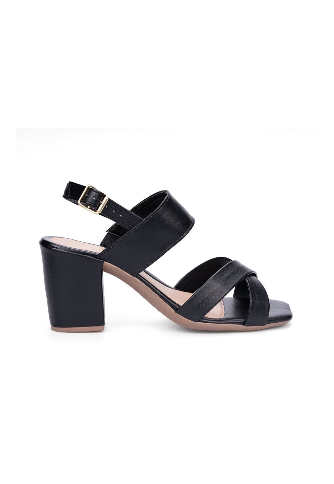 Sandália Salto Baixo DAFITI SHOES Preta - Compre Agora