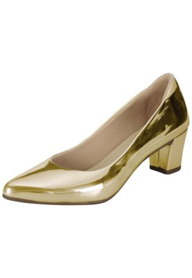 scarpin salto baixo dourado
