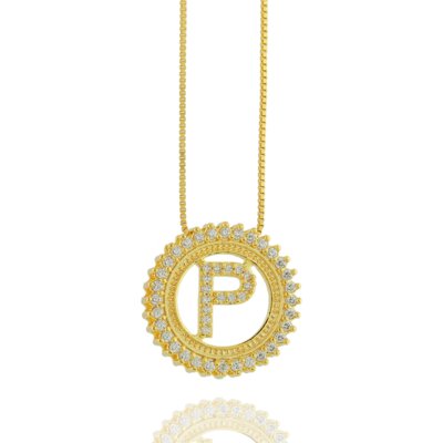 Colar Dona Diva Semi Joias Letra P Dourado Menor preço em Colar Dona Diva Semi Joias Letra P Dourado