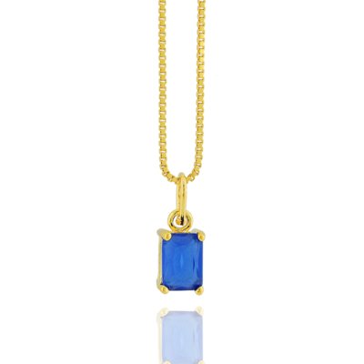 Colar Dona Diva Semi Joias Retangular Safira Dourado Menor preço em Colar Dona Diva Semi Joias Retangular Safira Dourado