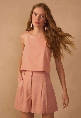 Regata Cropped Dress To Reta Recorte Lateral Rosa