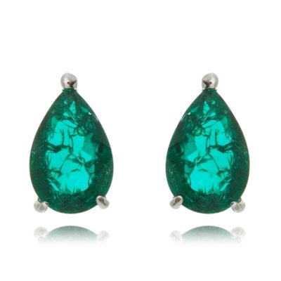 Brinco Drusi Semi Joias Gota Zircônia Esmeralda Rutilada Verde Menor preço em Brinco Drusi Semi Joias Gota Zircônia Esmeralda Rutilada Verde