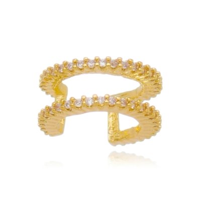 Brinco Piercing Drusi Semi Joias Aro Duplo Cravejados Com Zircônias Dourado Menor preço em Brinco Piercing Drusi Semi Joias Aro Duplo Cravejados Com Zircônias Dourado