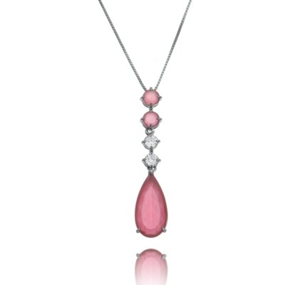 Colar Longo Drusi Gota Rubi & Cristal Menor preço em Colar Longo Drusi Gota Rubi & Cristal