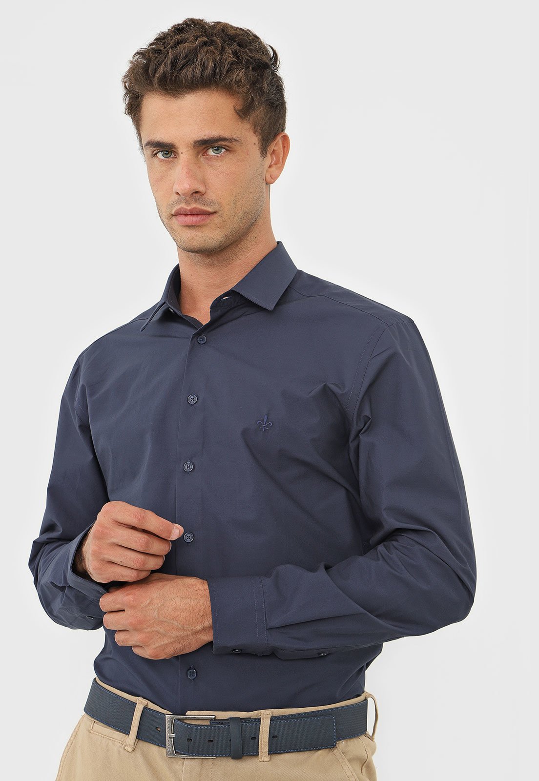 Camisa Dudalina Reta Milano Azul-Marinho