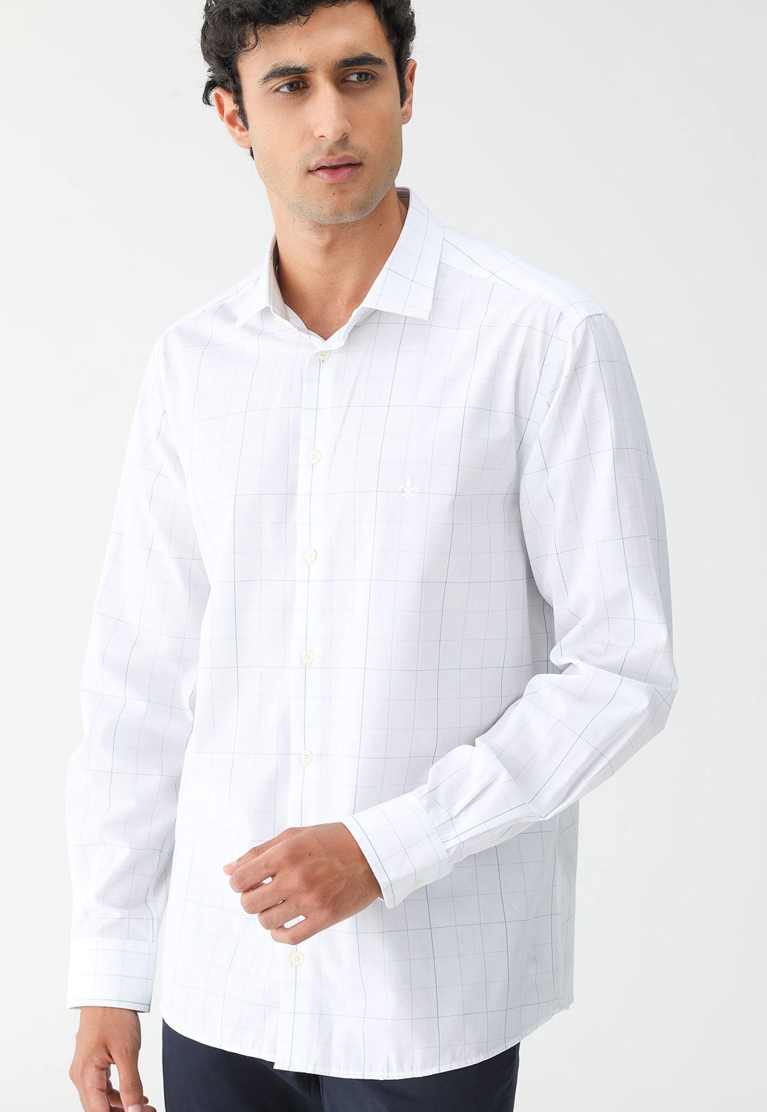 Camisa Dudalina Slim Xadrez Branca