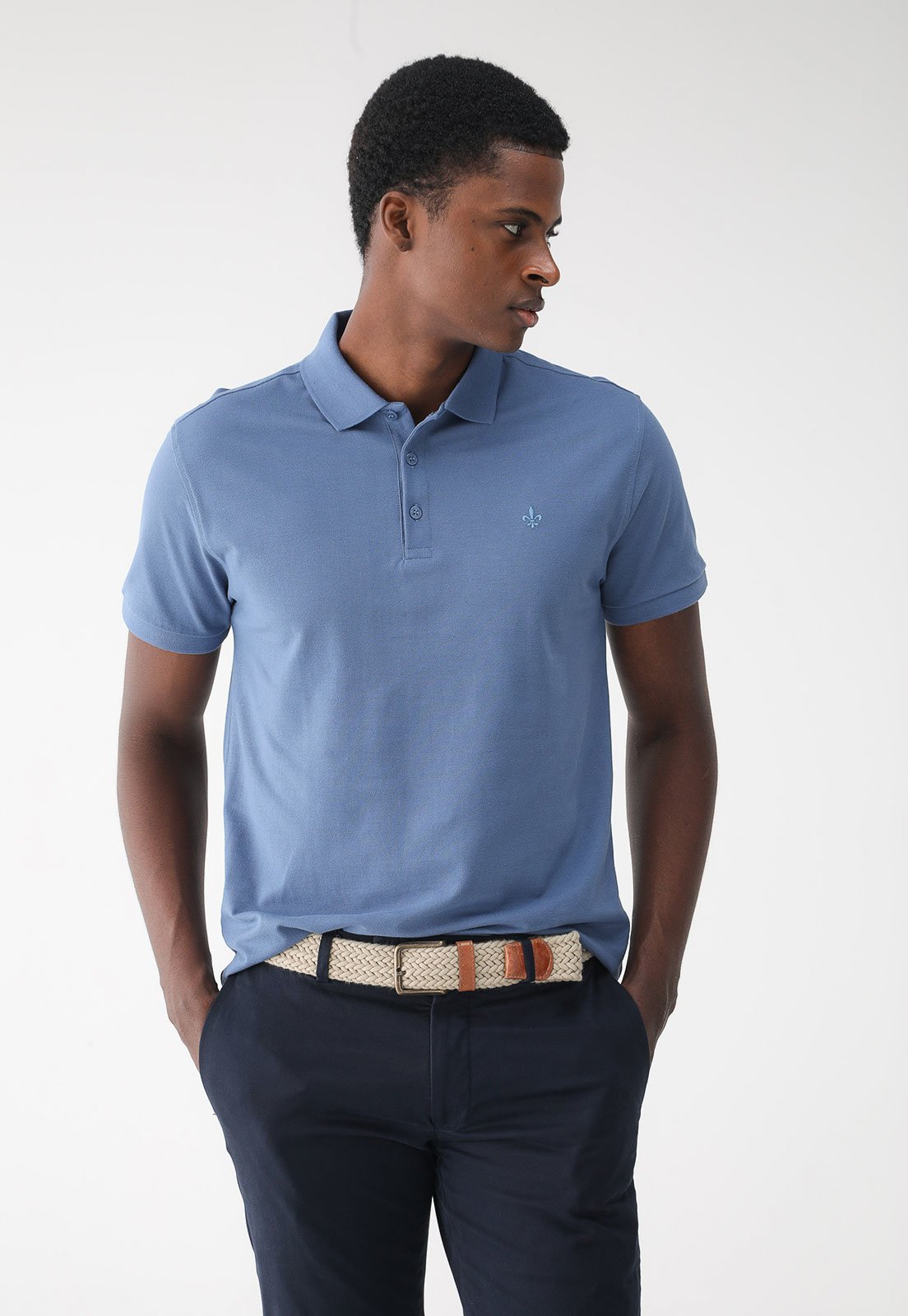 Camisa Polo Dudalina Reta Lisa Azul