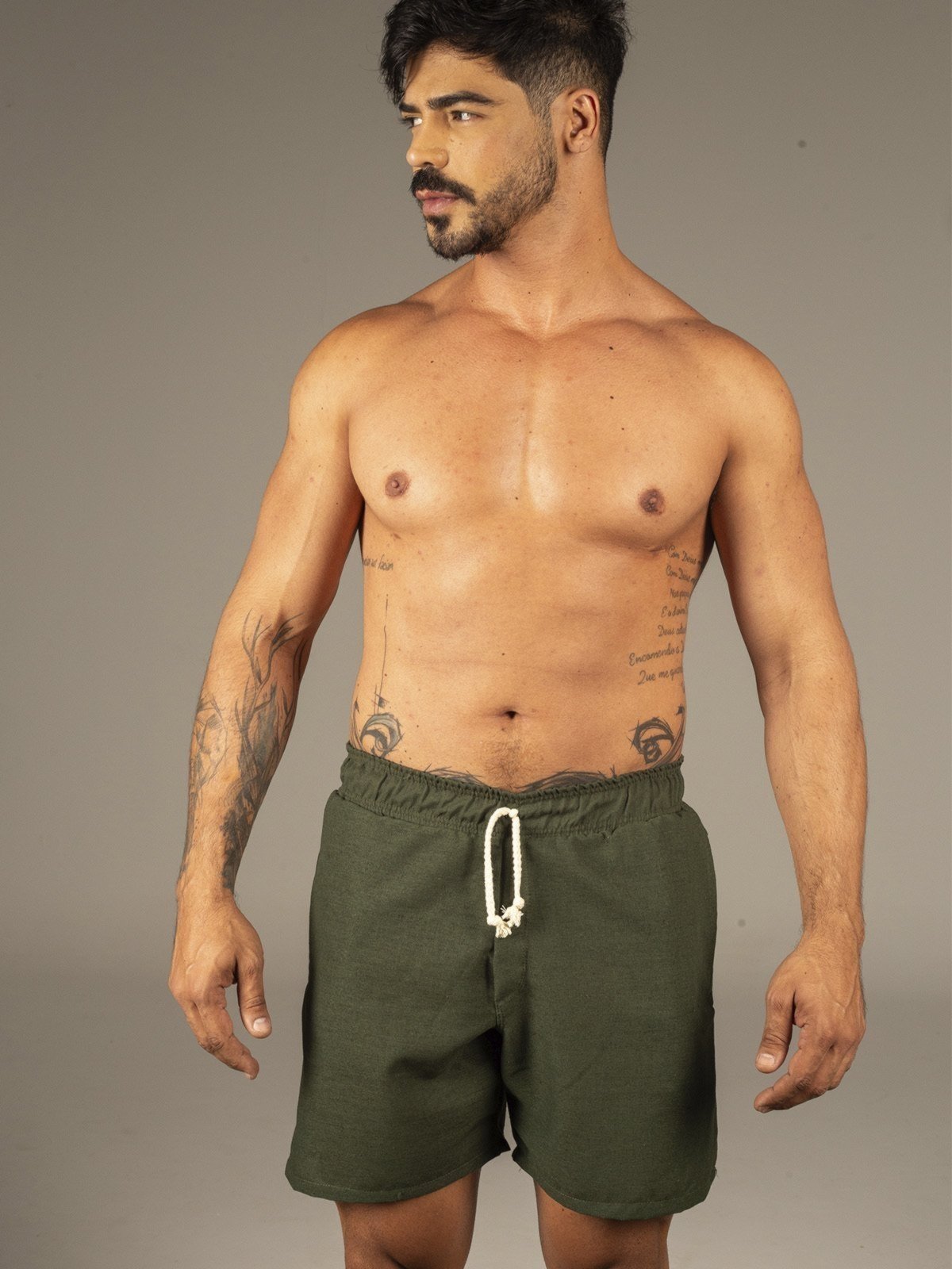 Short Linho Masculino Dulk Verde Militar