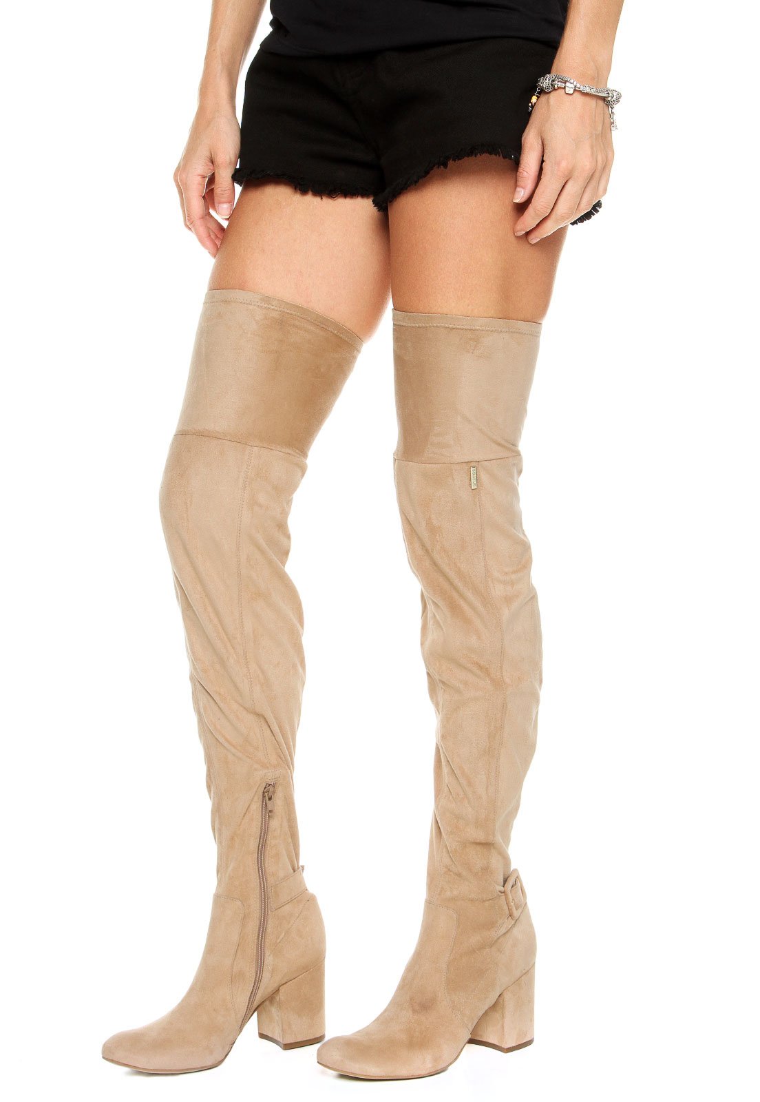 bota over the knee bege