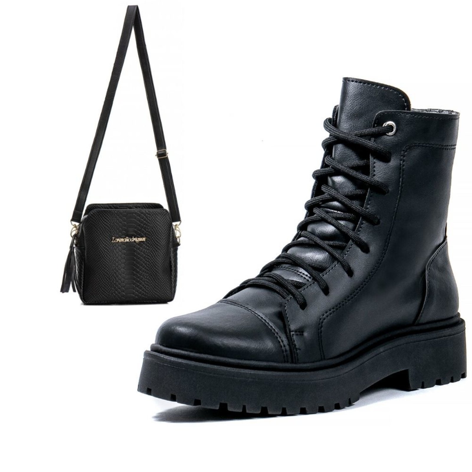 black boots with bolsa on side