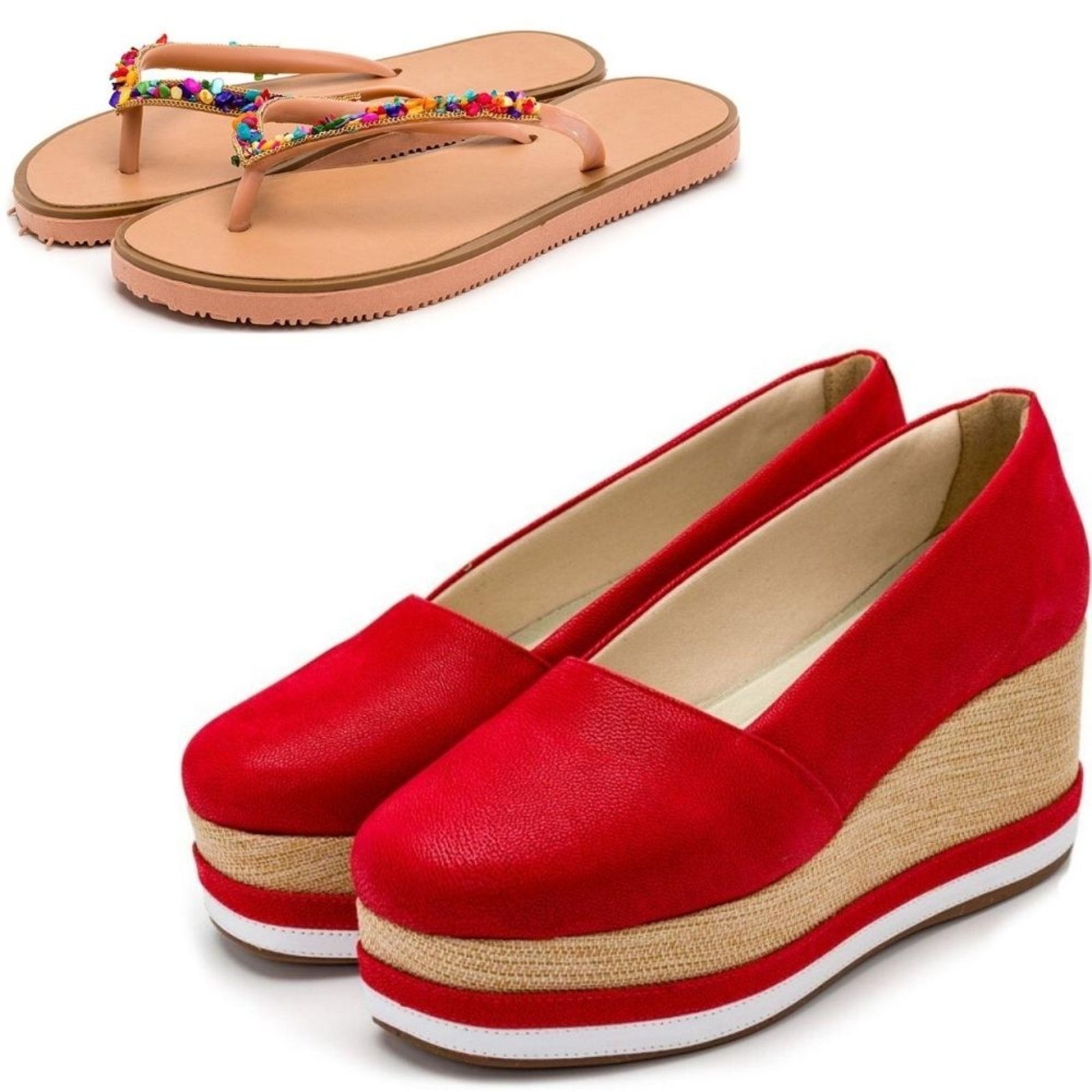 tenis anabela vermelho