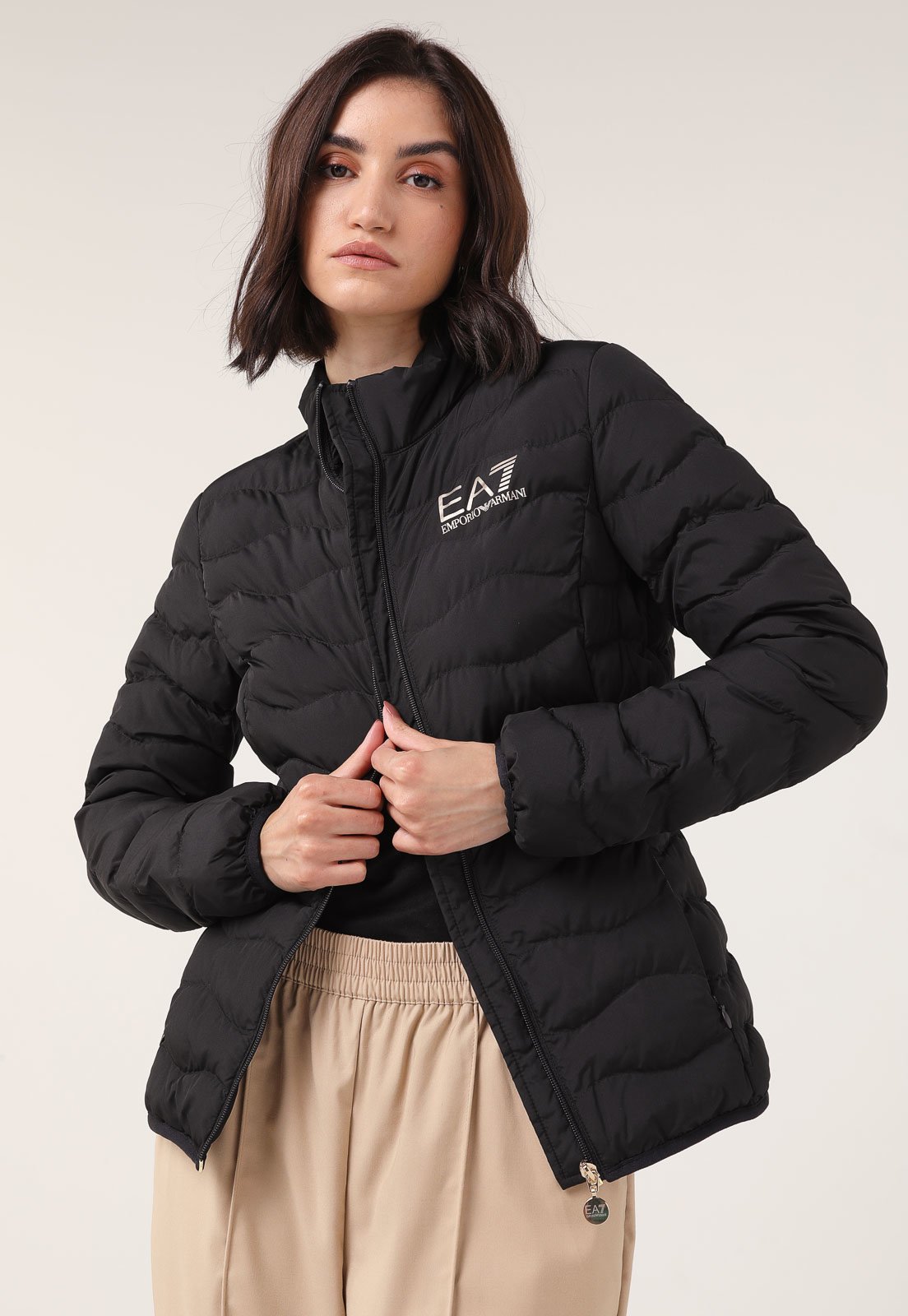 Jaqueta Puffer EA7 Logo Preta Compre Agora Dafiti Brasil