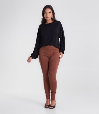 Calça Feminina Legging Ponto Roma Básica Endless Marrom