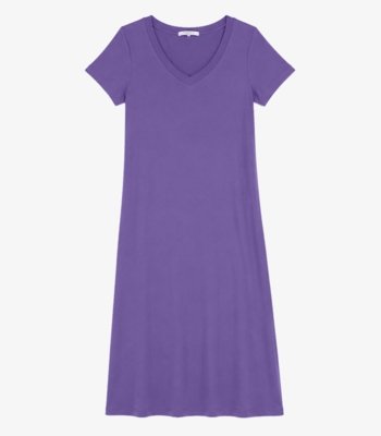 Vestido Midi Com Decote Em V Malha Visco Endless Roxo