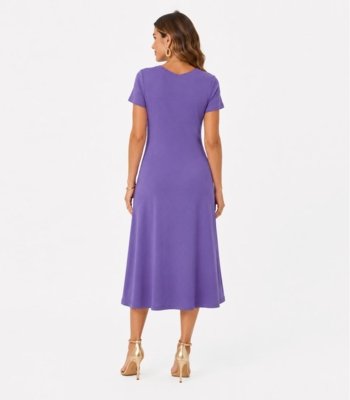 Vestido Midi Com Decote Em V Malha Visco Endless Roxo