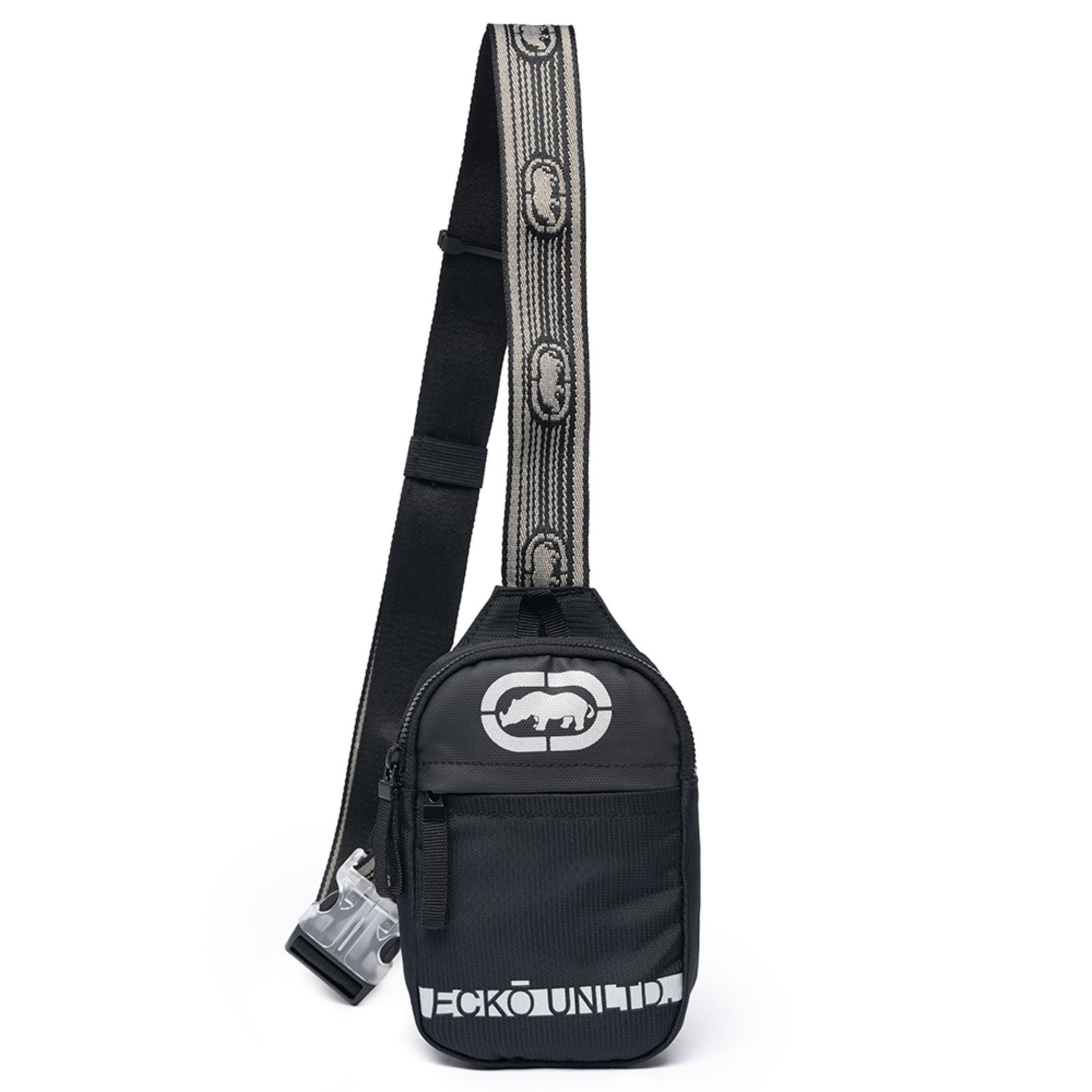 Bolsa Transversal Ecko Shoulder Bag Reforçada Moderna Preta 01 PRETO