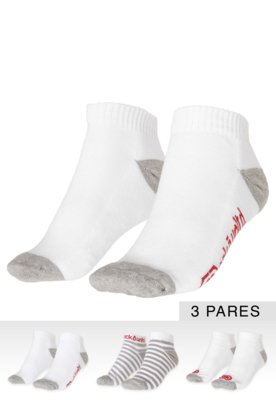 Kit 3pçs Meia Ecko Baixo Listrada Branco Menor preço em Kit 3pçs Meia Ecko Baixo Listrada Branco