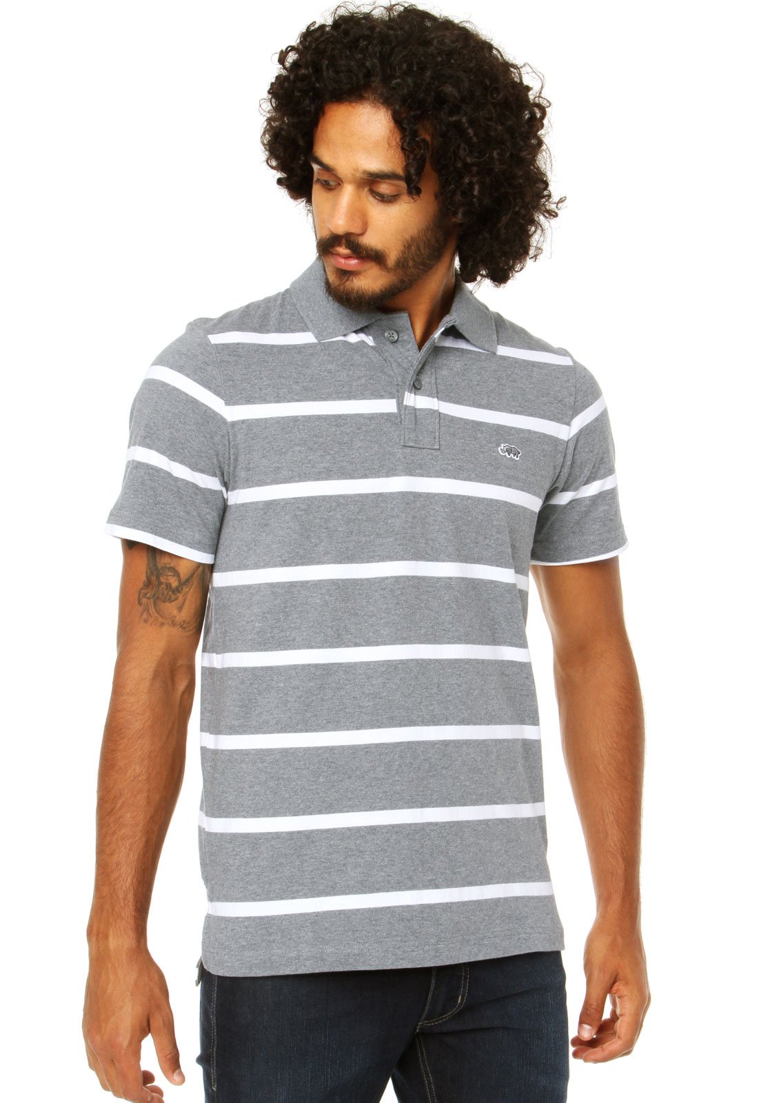 Camisa Polo Cinza Mescla Ecko Unltd Masculina - Cinza Claro