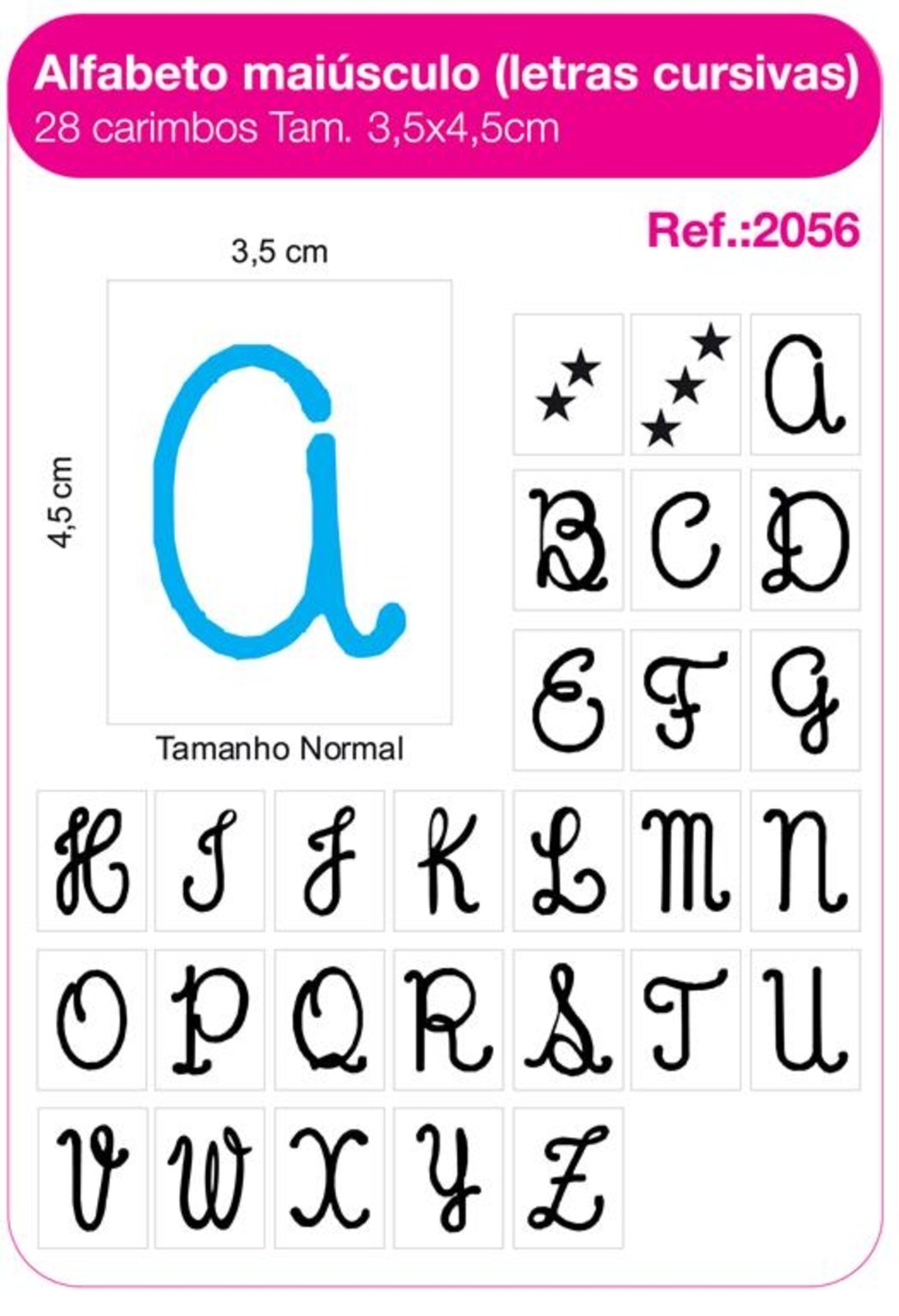 Carimbos Alfabeto Maiusculo Letras Cursivas 28 Unidades Compre Agora Dafiti Brasil