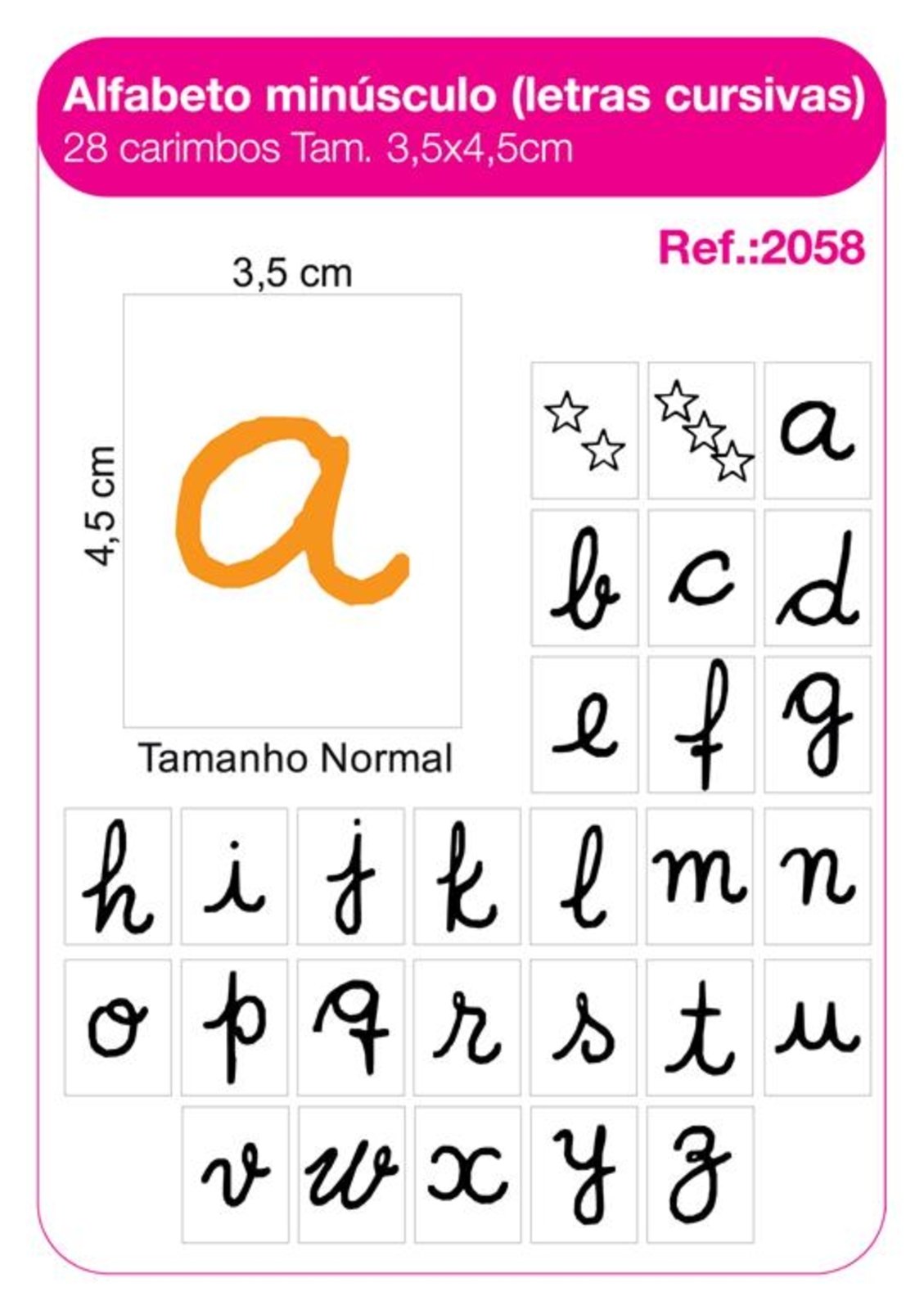 Carimbos Alfabeto Minusculo Letras Cursivas 28 Unidades Compre Agora Dafiti Brasil