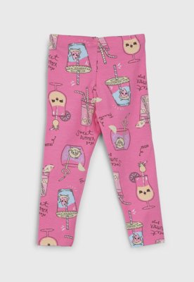 Calça Legging Infantil Elian Estampada Rosa