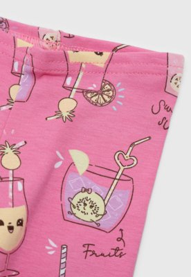 Calça Legging Infantil Elian Estampada Rosa