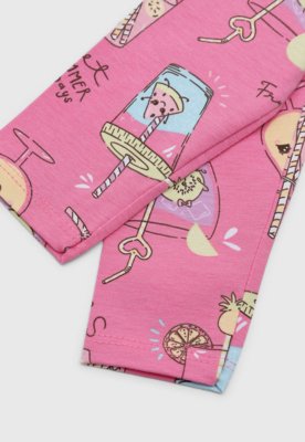 Calça Legging Infantil Elian Estampada Rosa