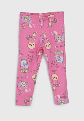 Calça Legging Infantil Elian Estampada Rosa