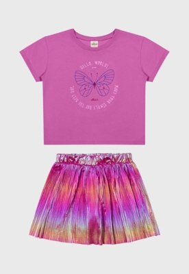 Conjunto Infantil Elian Blusa e Saia Rosa