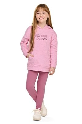 Conjunto Infantil Menina Moletom Rajado Elian Rosa